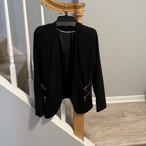Premise Black Blazer with Zipper Accents